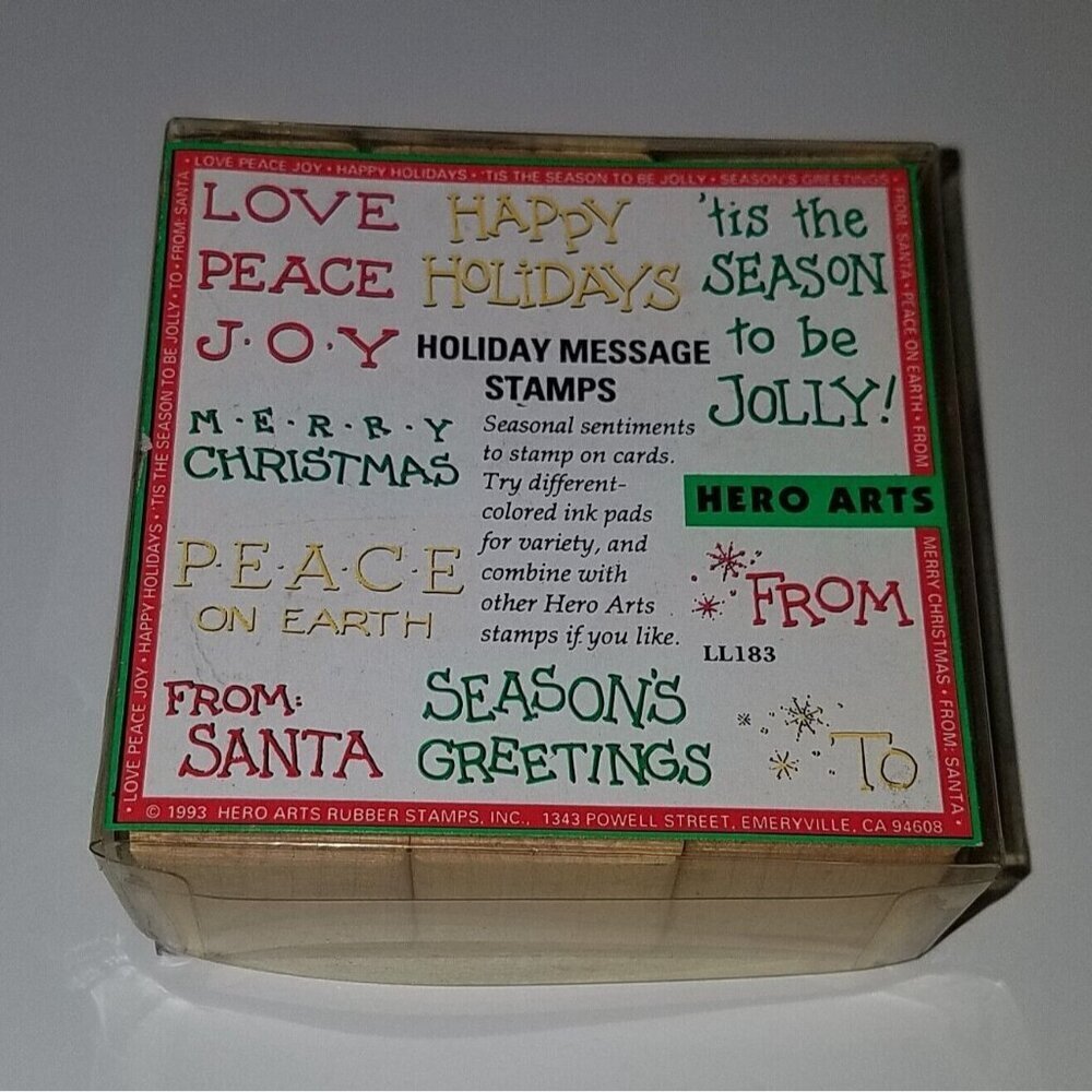 VTG Hero Arts Rubber Stamps Holiday Messages Season Santa Christmas